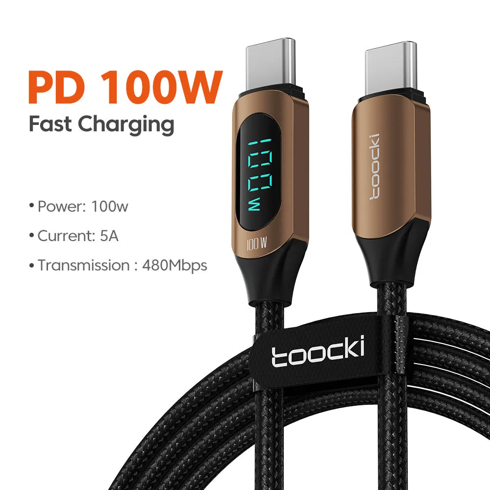 100W PD Fast Charging USB C to C Cable Compatible with Xiaomi Realme MacBook iPad