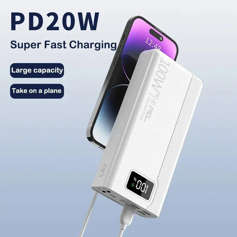 100W Super Fast Charging 50000mAh Power Bank with 4 USB & Wireless Charging