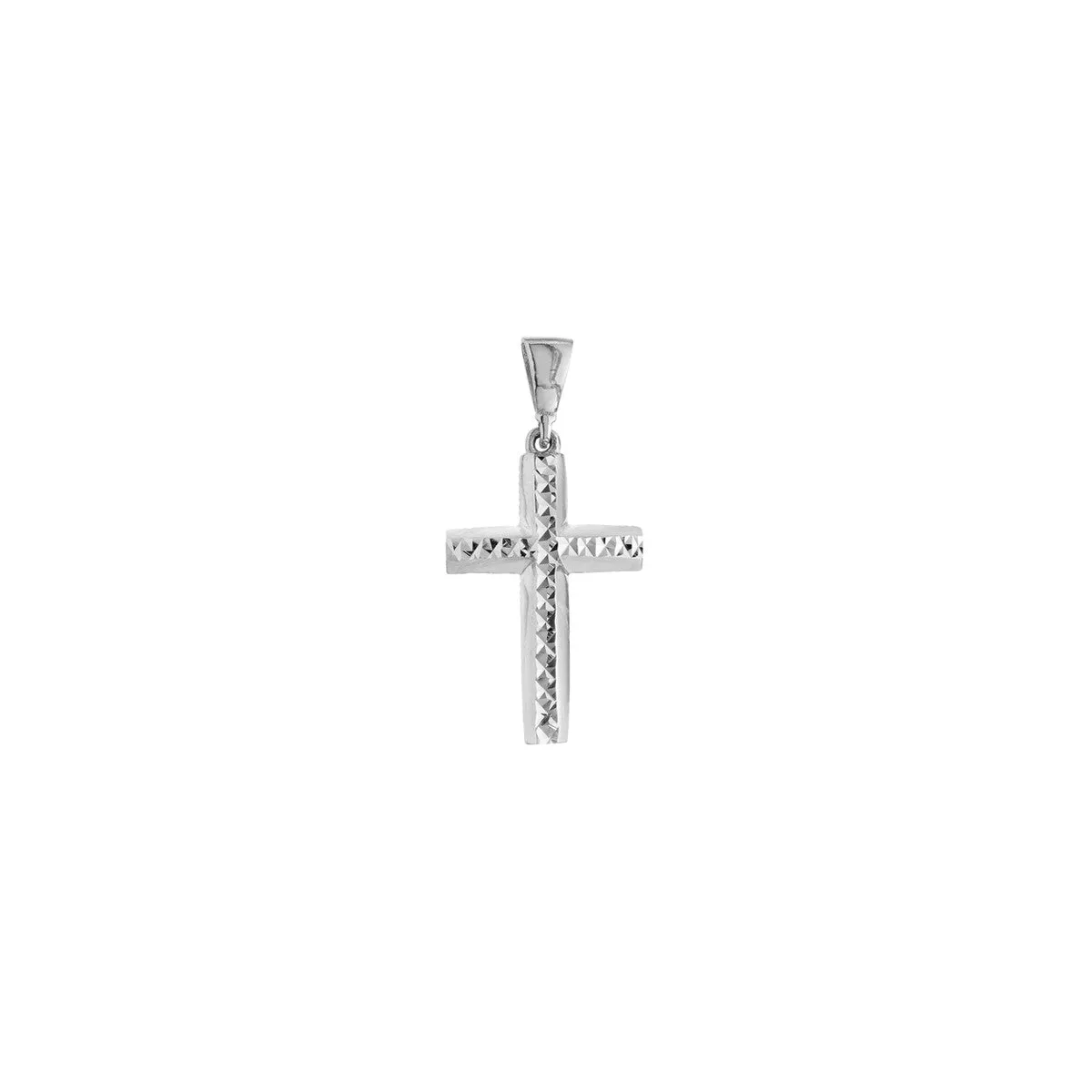 14K Gold 3D Diamond Cut Top Cross Pendant