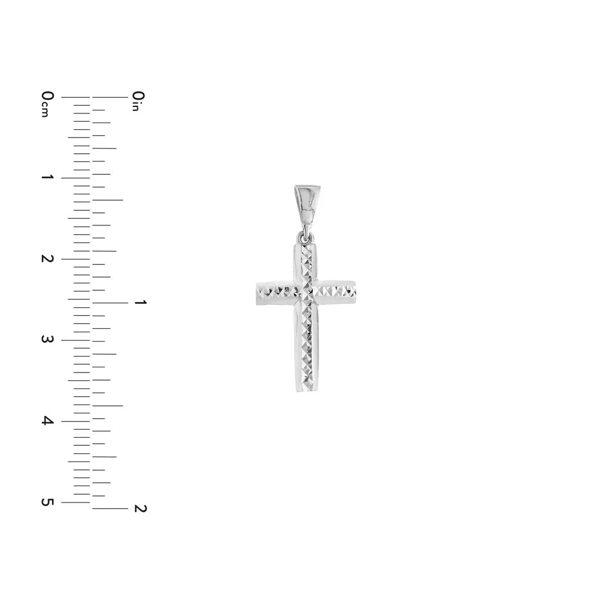 14K Gold 3D Diamond Cut Top Cross Pendant