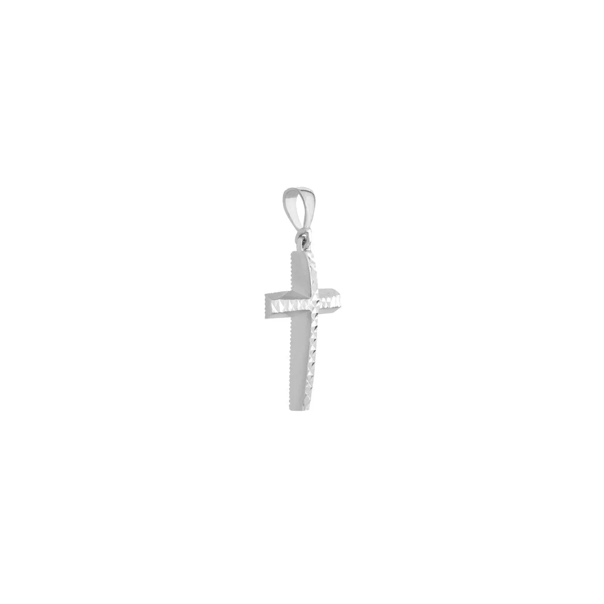 14K Gold 3D Diamond Cut Top Cross Pendant