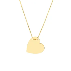 14K Gold Engravable Heart Plate Adj. Necklace