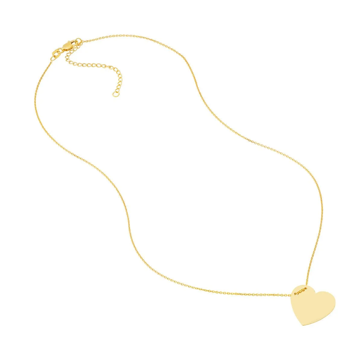 14K Gold Engravable Heart Plate Adj. Necklace