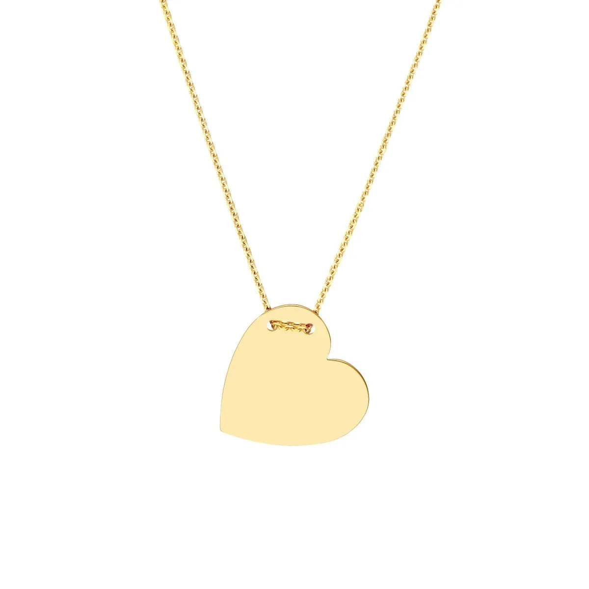 14K Gold Engravable Heart Plate Adj. Necklace