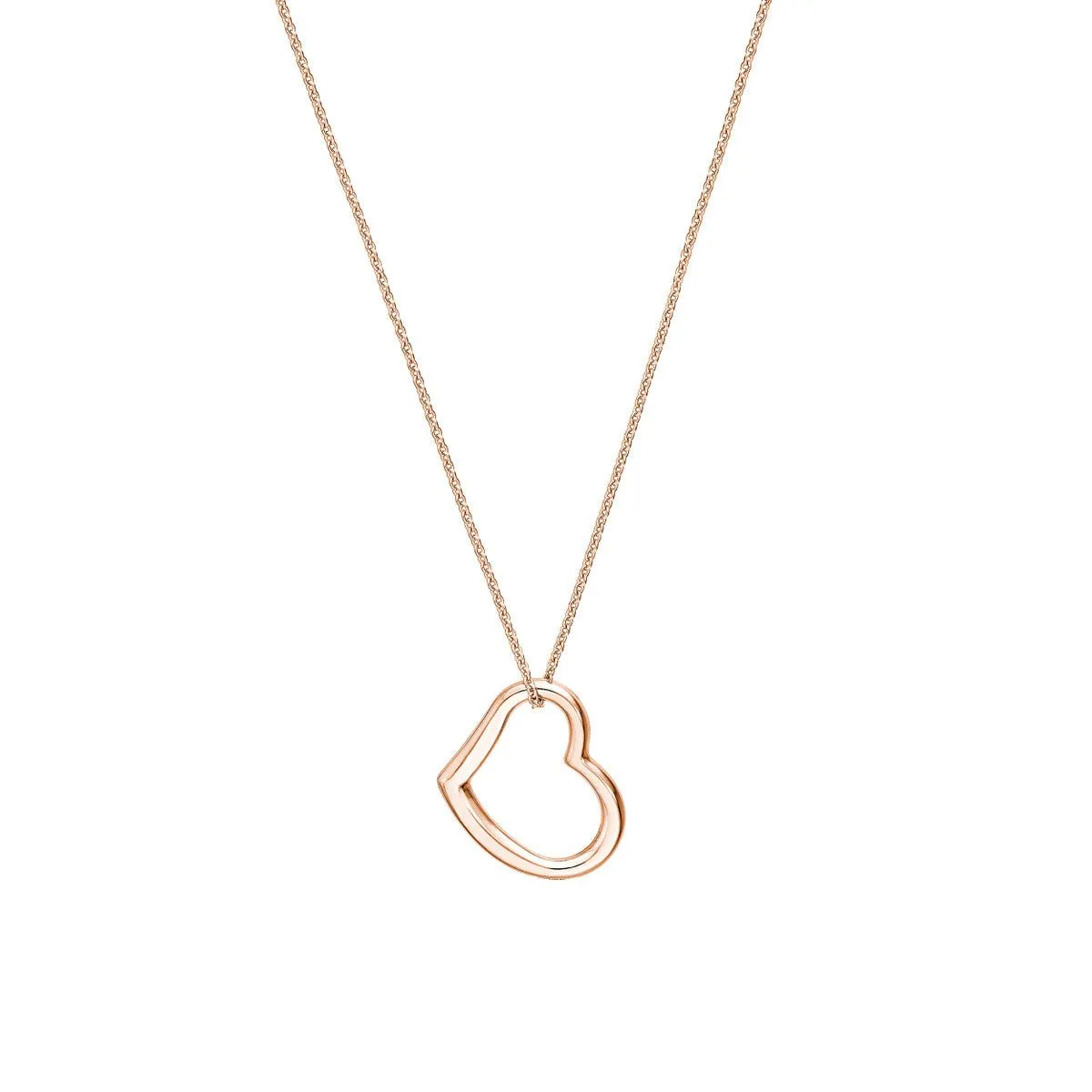 14K Gold Open Heart Pendant Adjustable Necklace