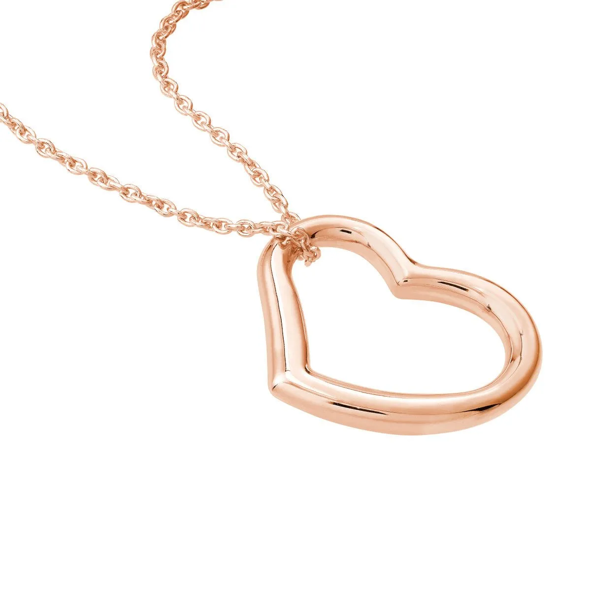 14K Gold Open Heart Pendant Adjustable Necklace