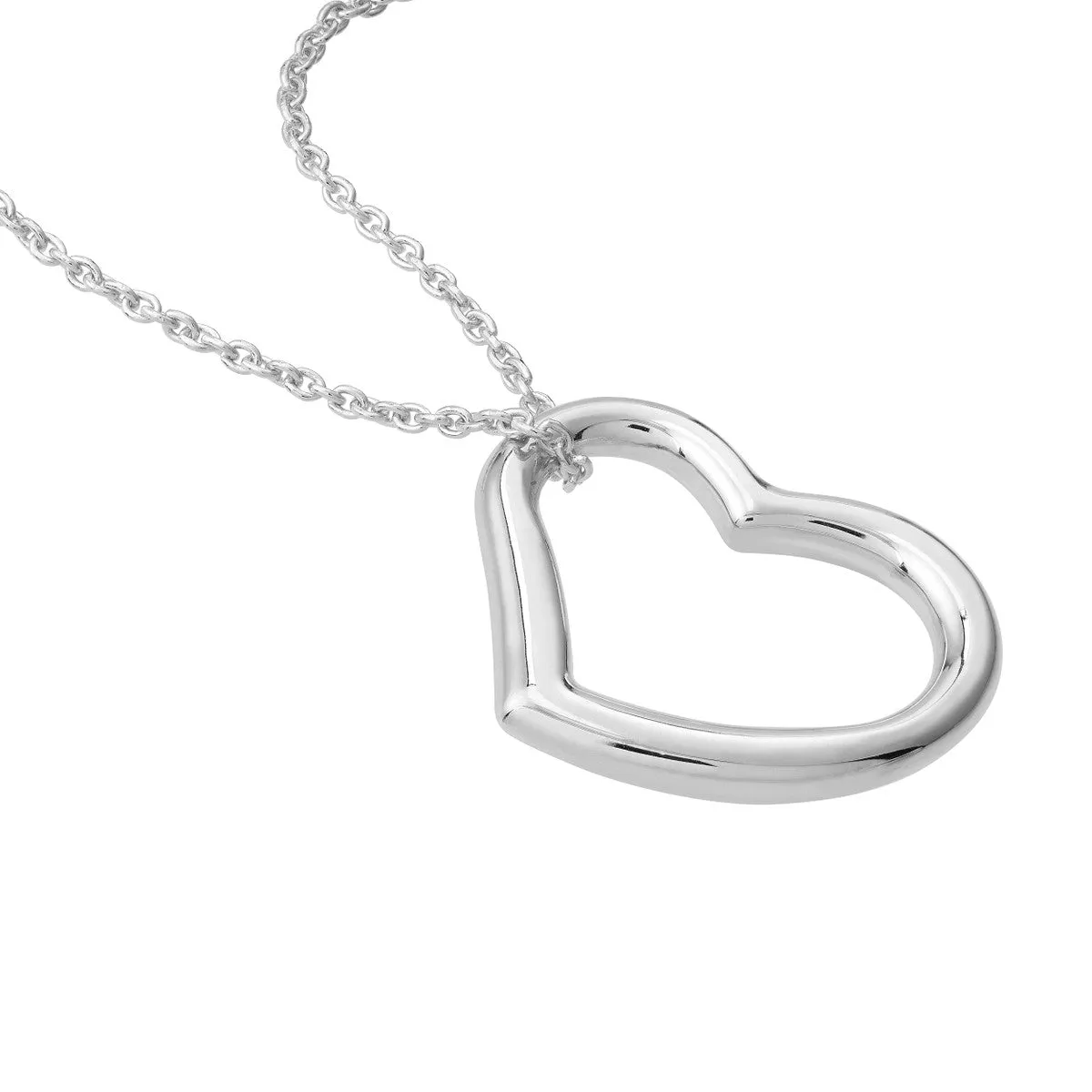 14K Gold Open Heart Pendant Adjustable Necklace