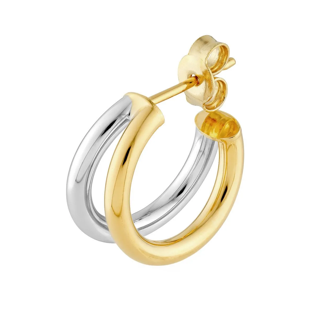 14K Two-Tone Gold 10.00mm Double Open Hoop Earrings