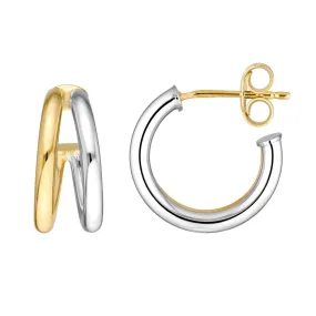 14K Two-Tone Gold 10.00mm Double Open Hoop Earrings