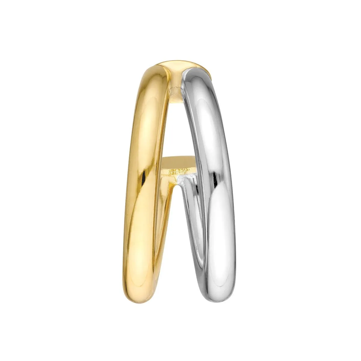 14K Two-Tone Gold 10.00mm Double Open Hoop Earrings