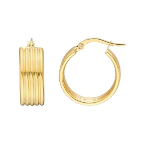 14K Yellow Gold 15.00mm Polished Line Wide Hoop Earrings