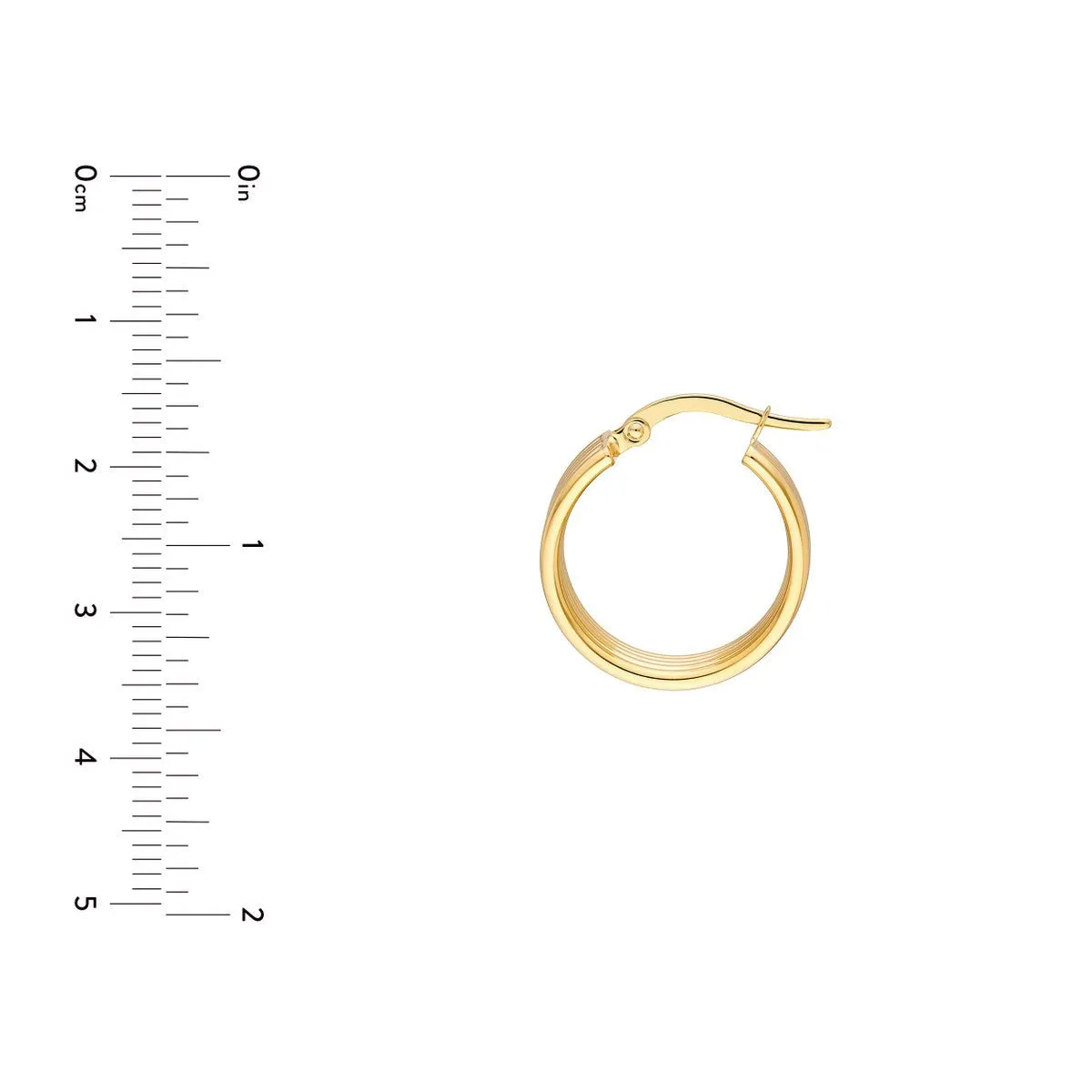 14K Yellow Gold 15.00mm Polished Line Wide Hoop Earrings