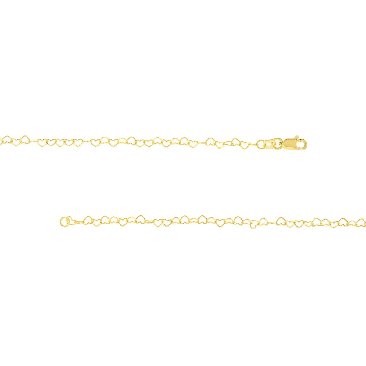 14K Yellow Gold 3.50mm Twist Heart Chain