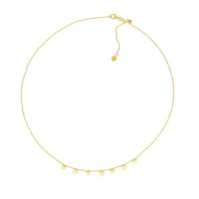 14K Yellow Gold Alternating Hearts Bead Chain Choker