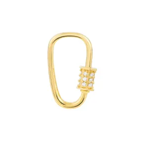 14K Yellow Gold Asymmetrical Diamond Screw Carabiner Lock