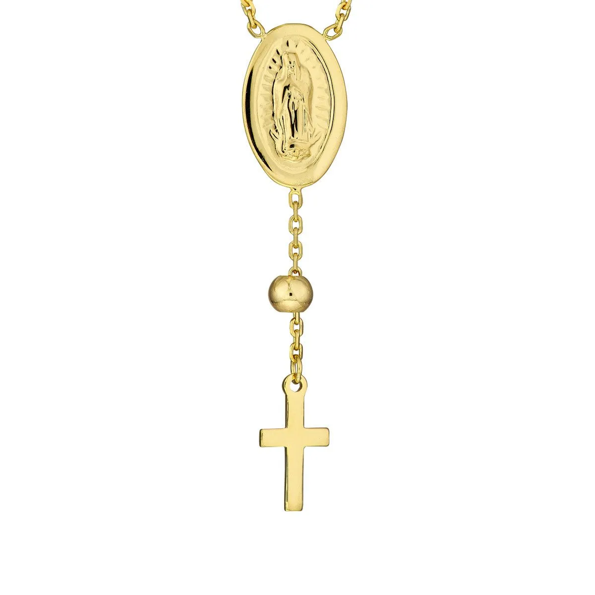 14K Yellow Gold Cross/Virgin Mary Front to Back Earrings