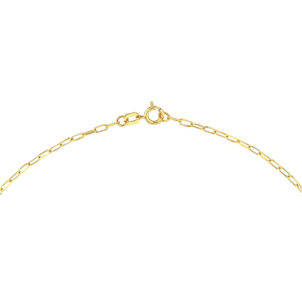 14K Yellow Gold Dangle Heart Paper Clip Necklace