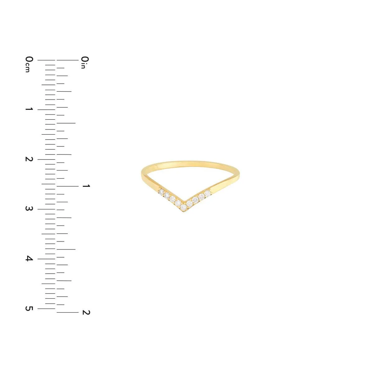 14K Yellow Gold Diamond Chevron Ring