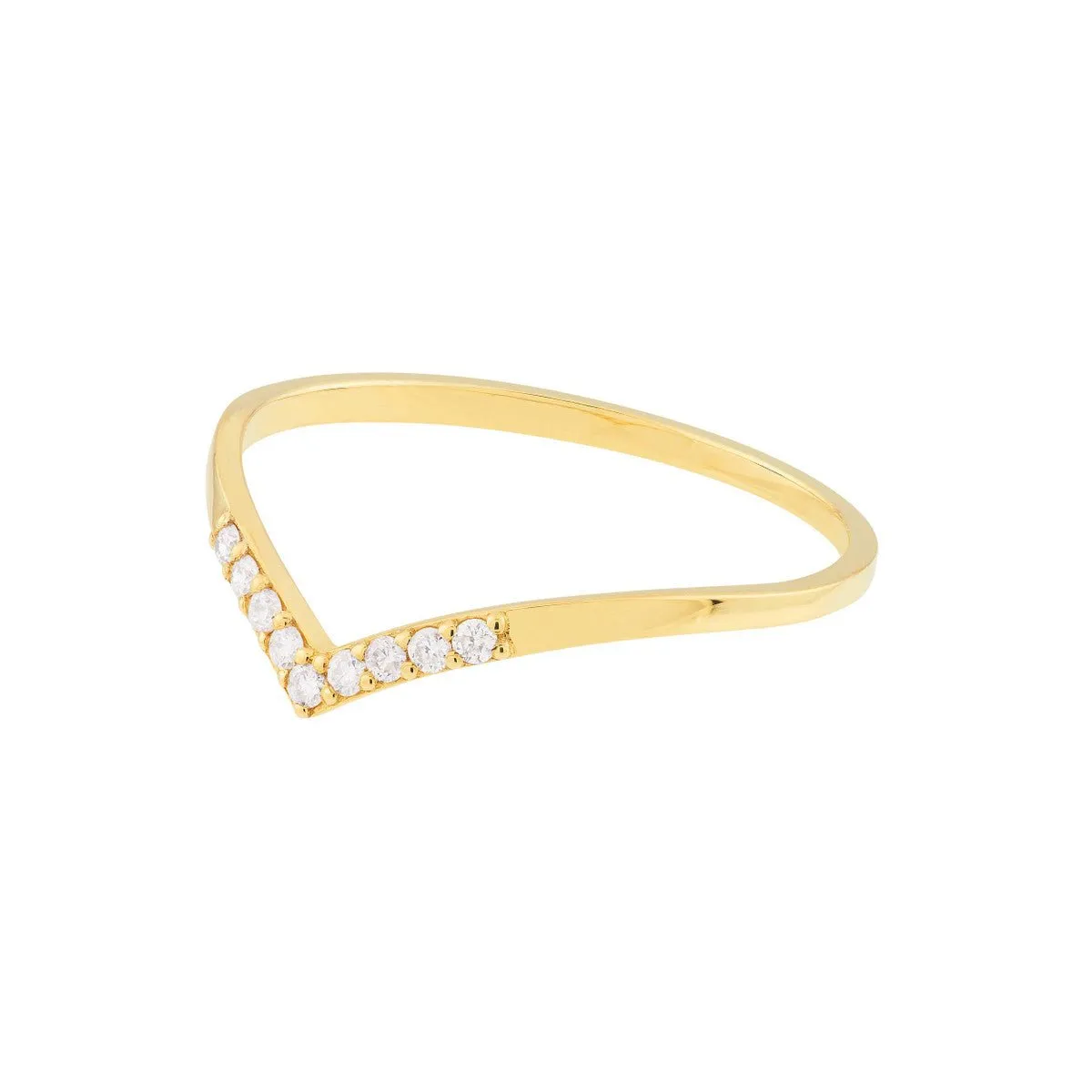 14K Yellow Gold Diamond Chevron Ring