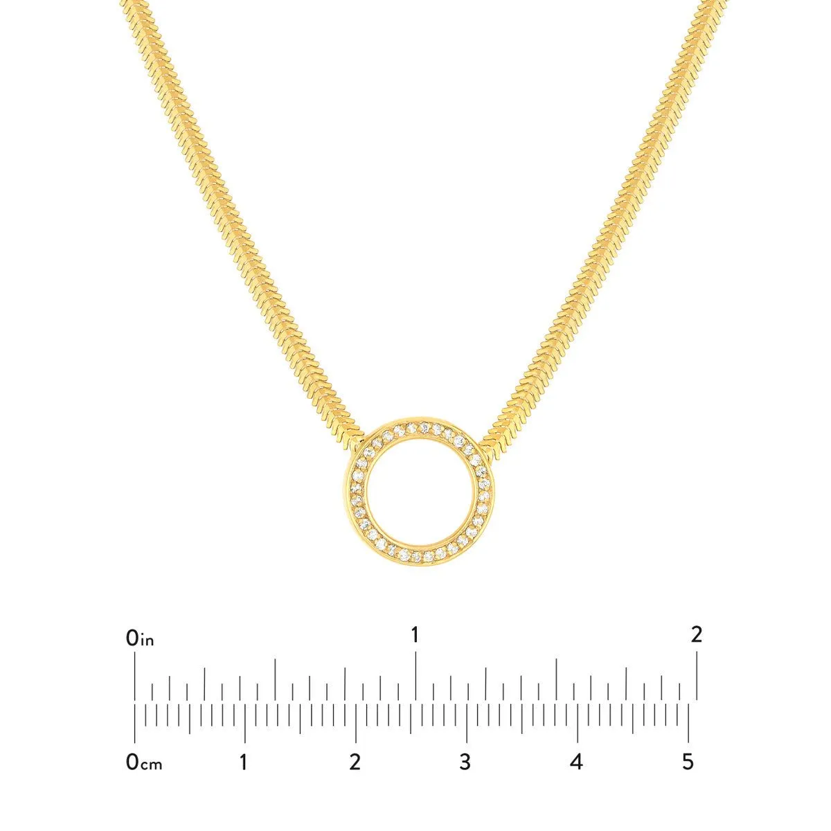 14K Yellow Gold Diamond Circle Snake Necklace