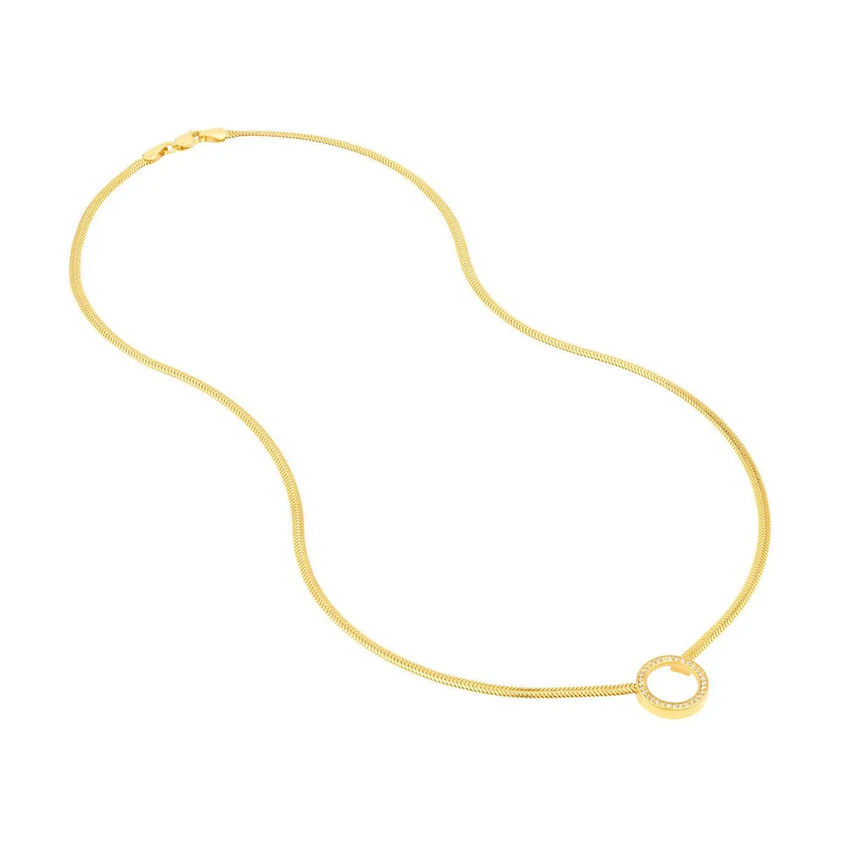 14K Yellow Gold Diamond Circle Snake Necklace