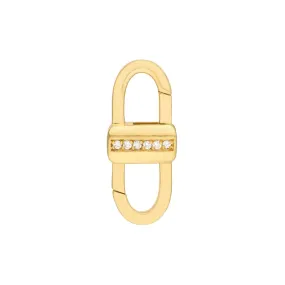 14K Yellow Gold Diamond Double Sided Buckle Push Lock