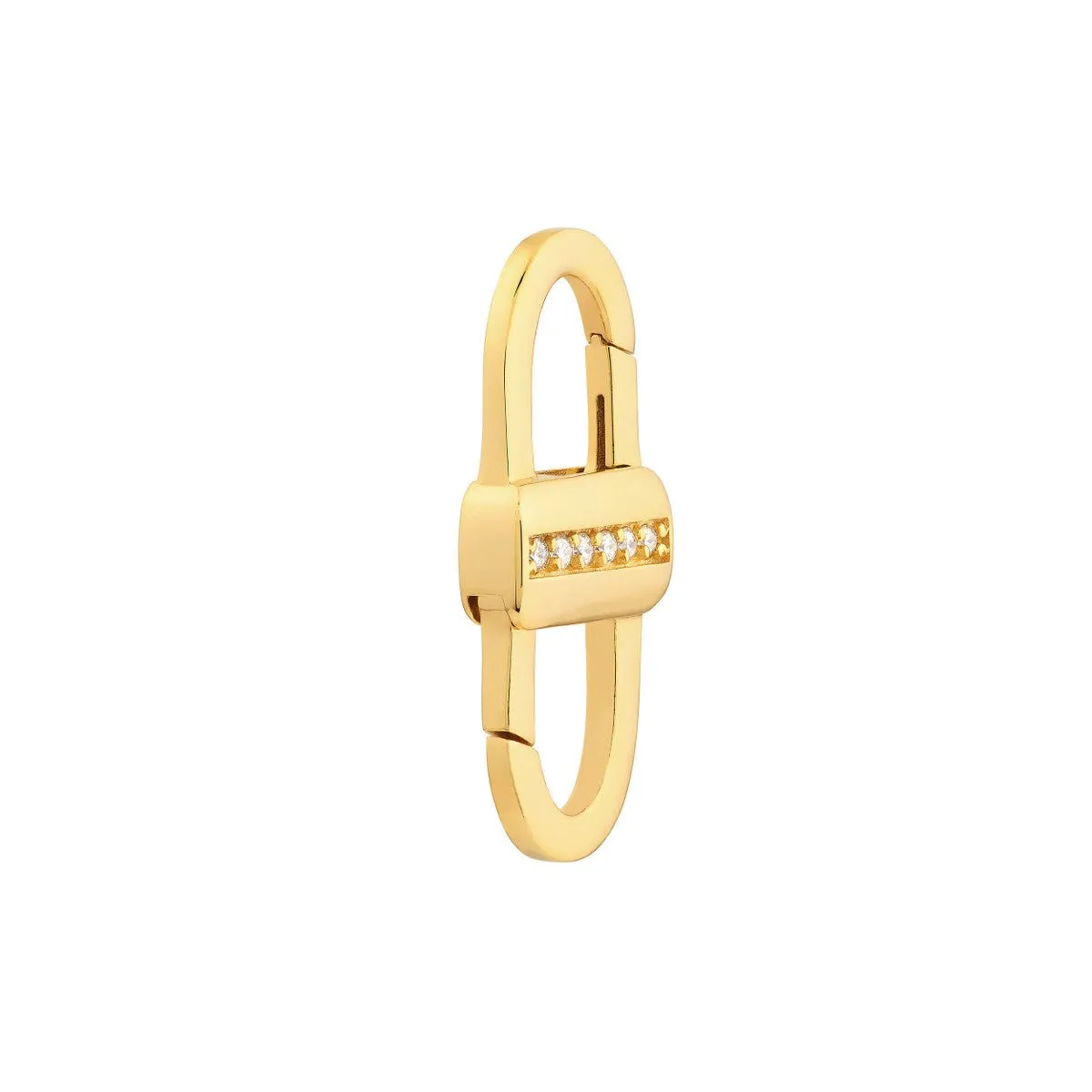 14K Yellow Gold Diamond Double Sided Buckle Push Lock