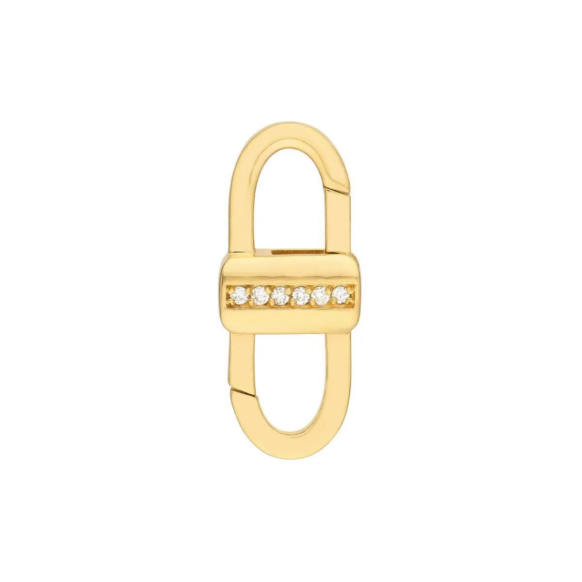 14K Yellow Gold Diamond Double Sided Buckle Push Lock