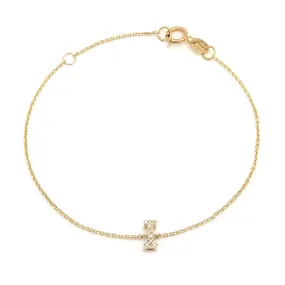 14K Yellow Gold Diamond Initial "I" Bracelet