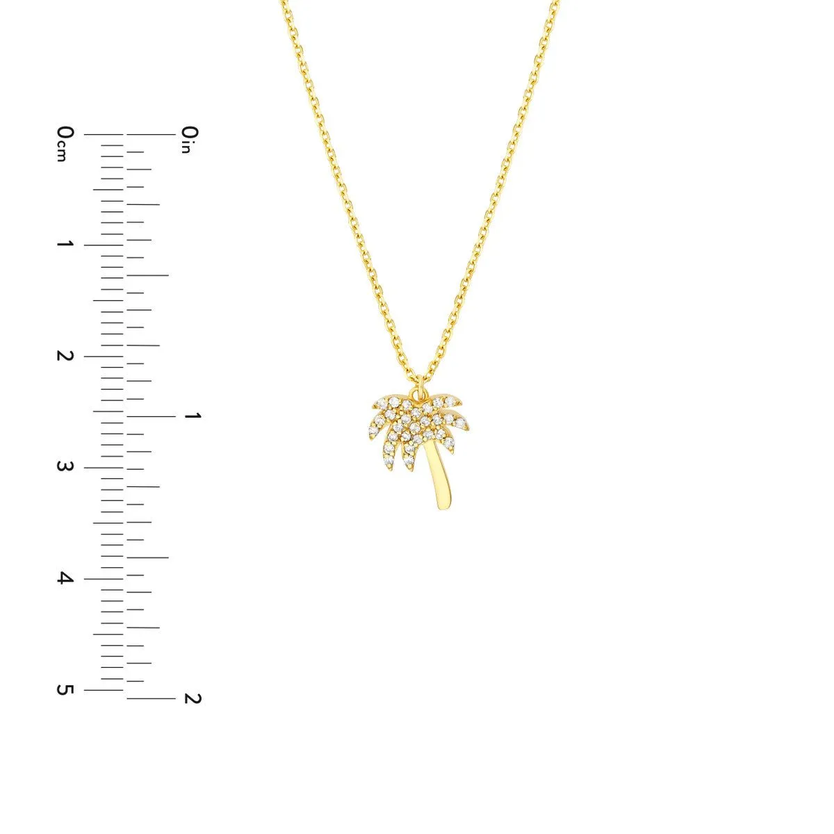 14K Yellow Gold Diamond Palm Tree Adj Necklace