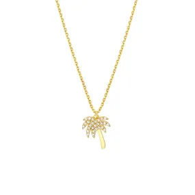 14K Yellow Gold Diamond Palm Tree Adj Necklace