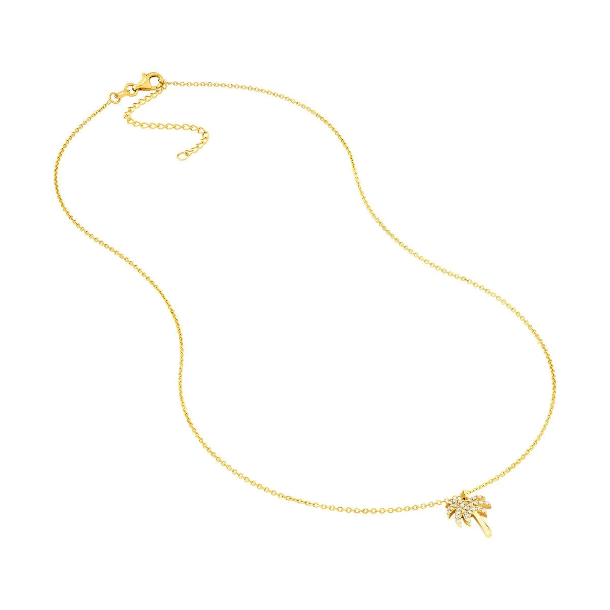 14K Yellow Gold Diamond Palm Tree Adj Necklace