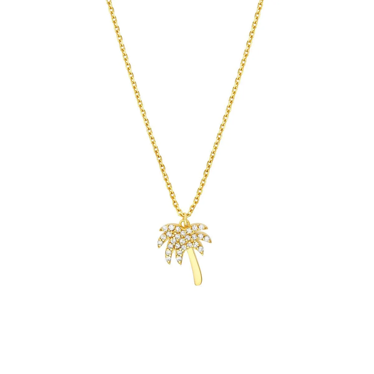 14K Yellow Gold Diamond Palm Tree Adj Necklace