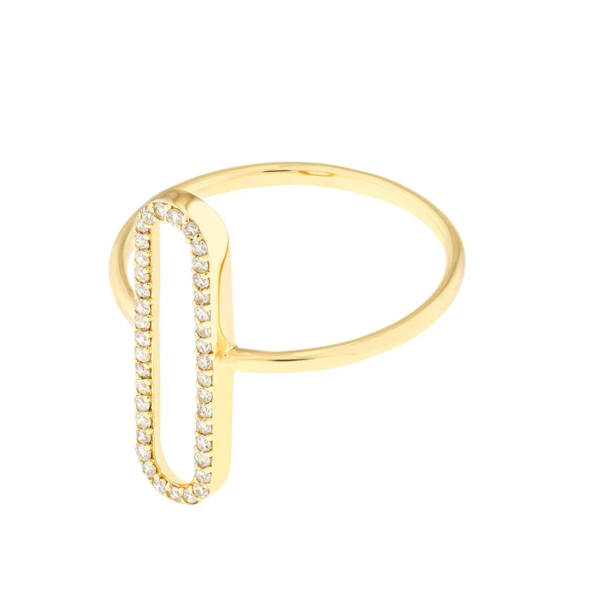 14K Yellow Gold Diamond Paper Clip Frame Ring