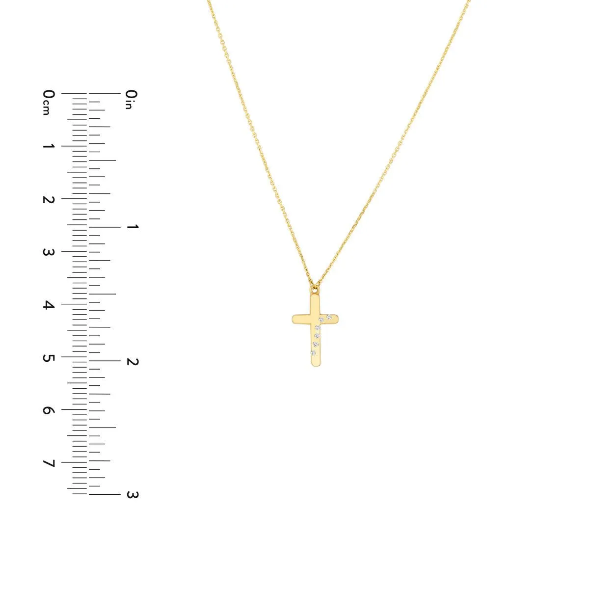 14K Yellow Gold Diamond Scattered Cross Necklace