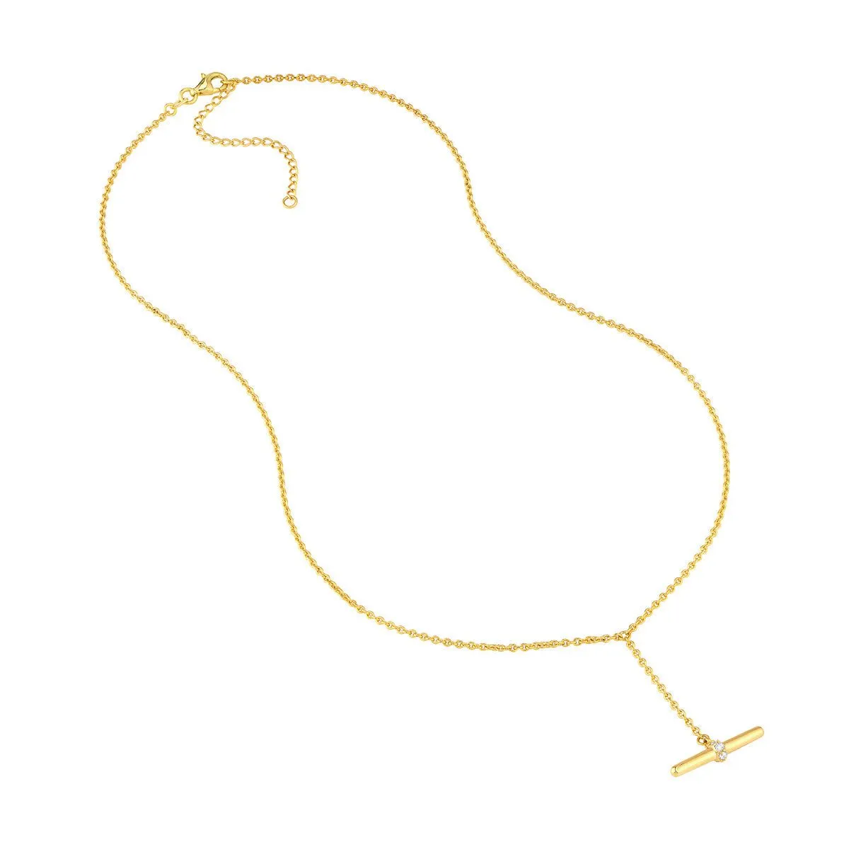 14K Yellow Gold Diamond Toggle Lariat Necklace