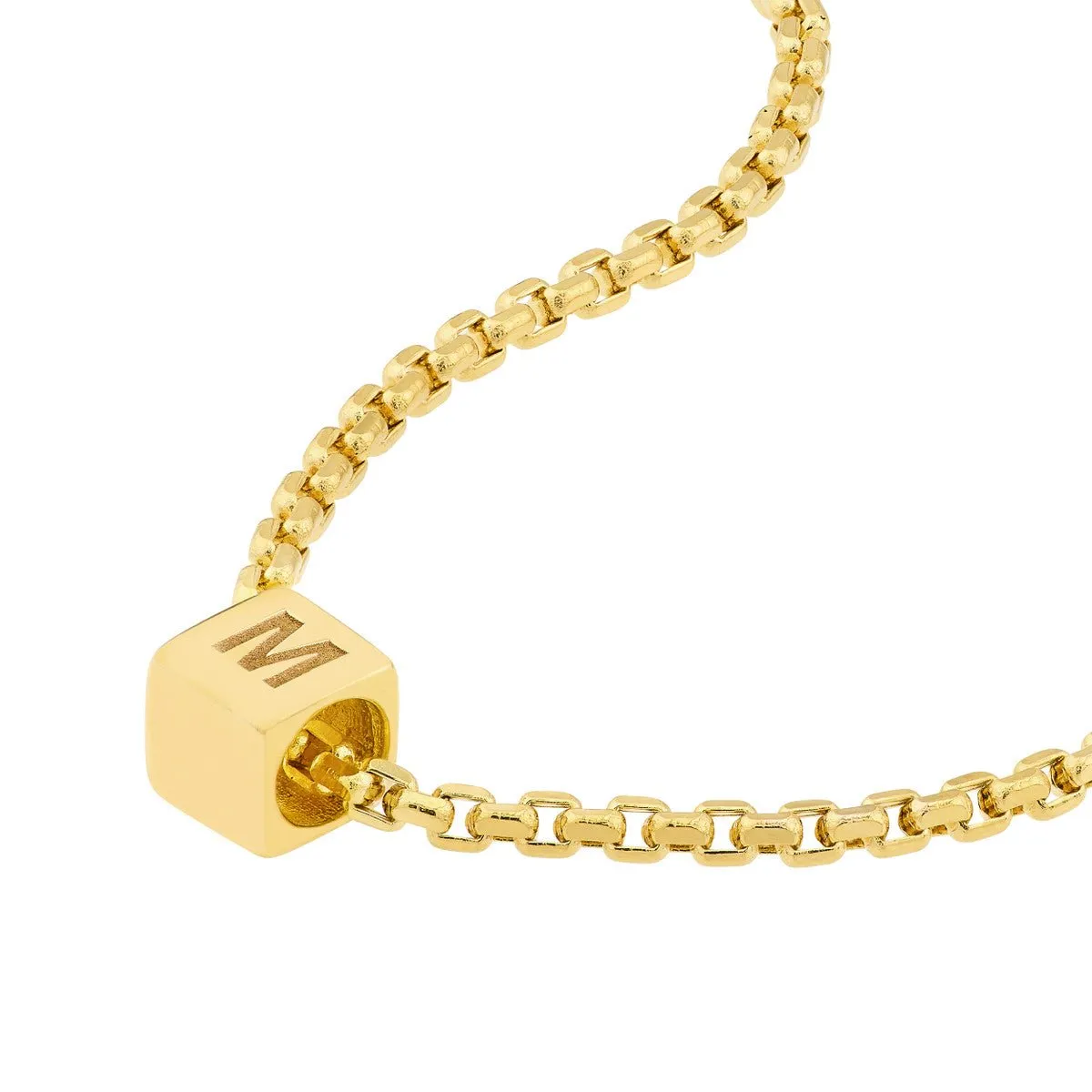 14K Yellow Gold Engravable Square Necklace