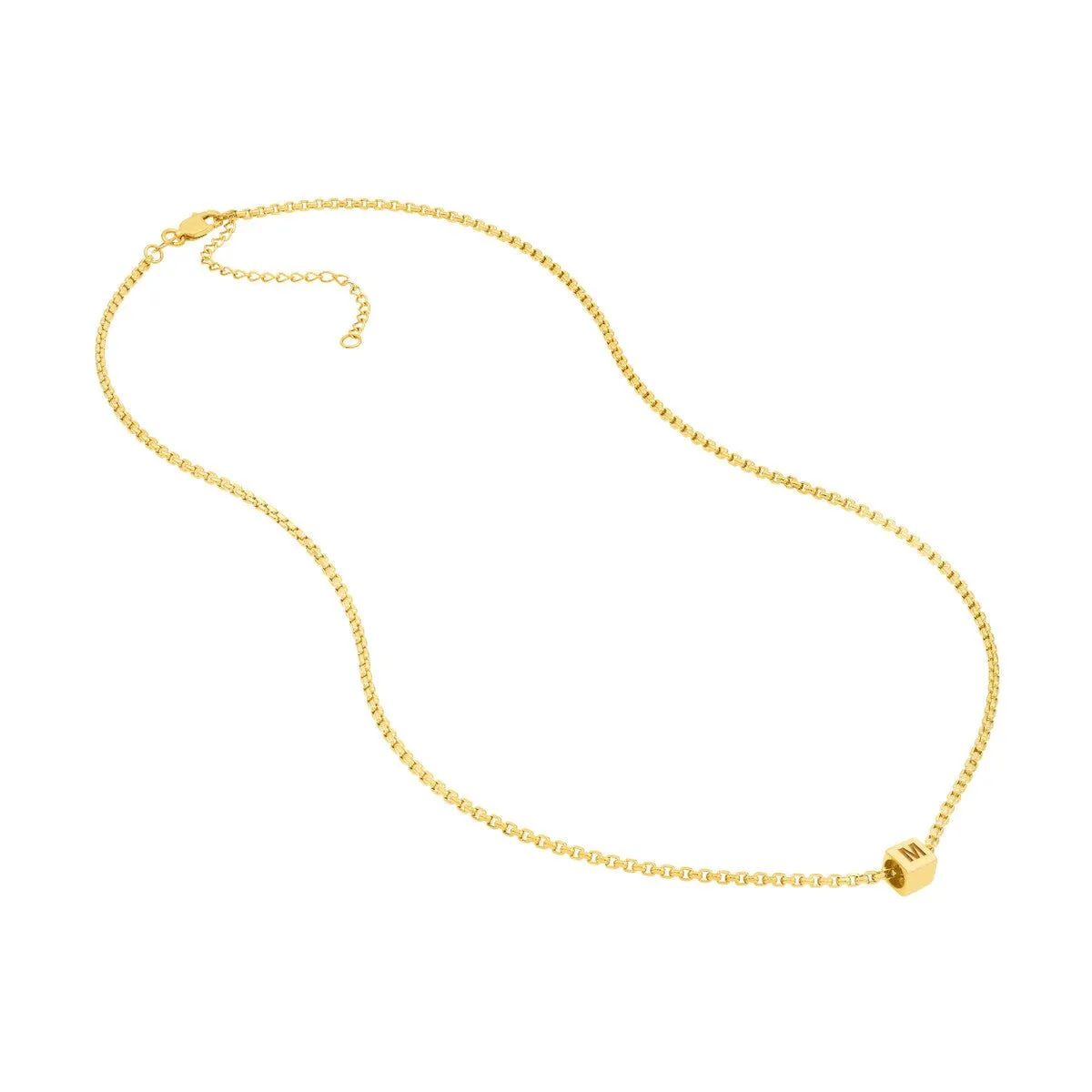 14K Yellow Gold Engravable Square Necklace