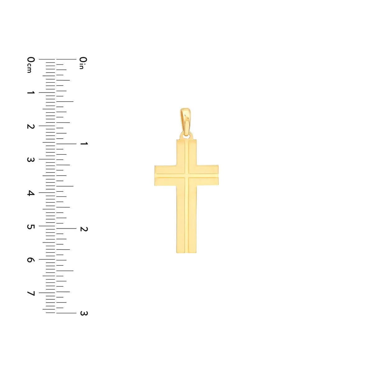 14K Yellow Gold Fancy Polished Grooved Cross