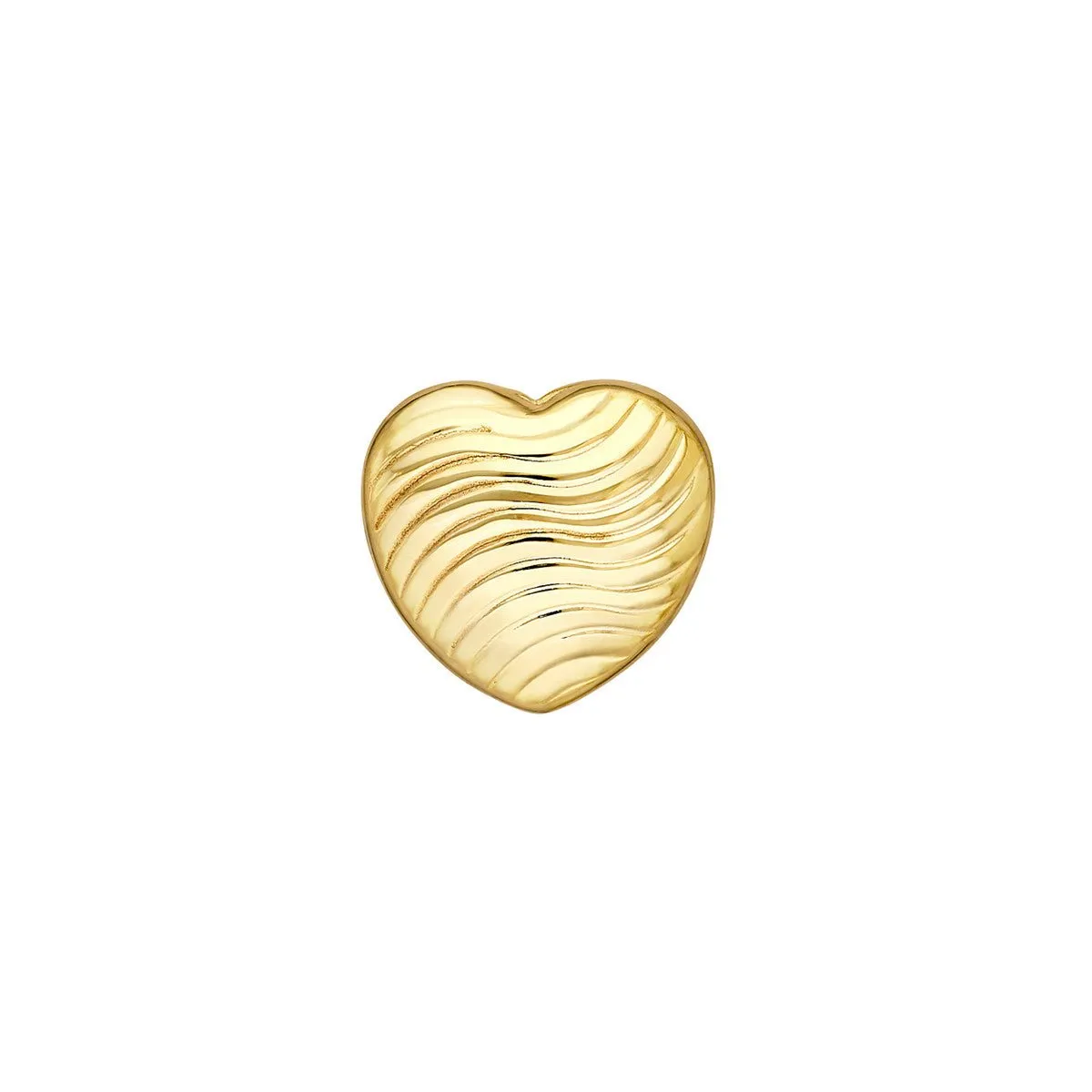 14K Yellow Gold Heart Wave Pattern Stud Earrings