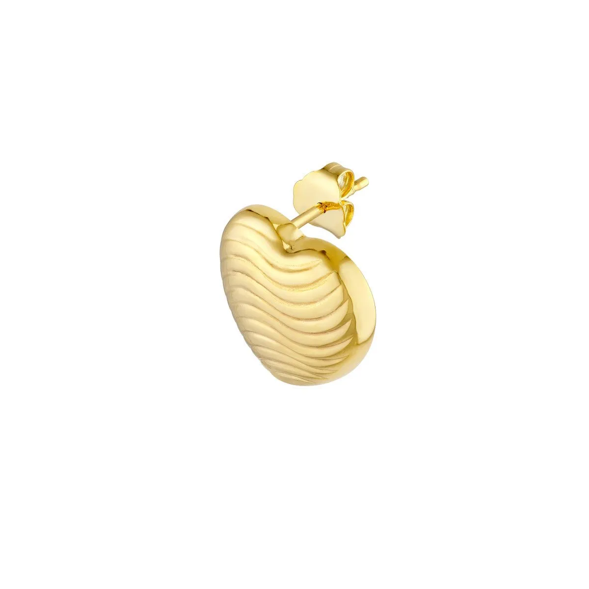 14K Yellow Gold Heart Wave Pattern Stud Earrings