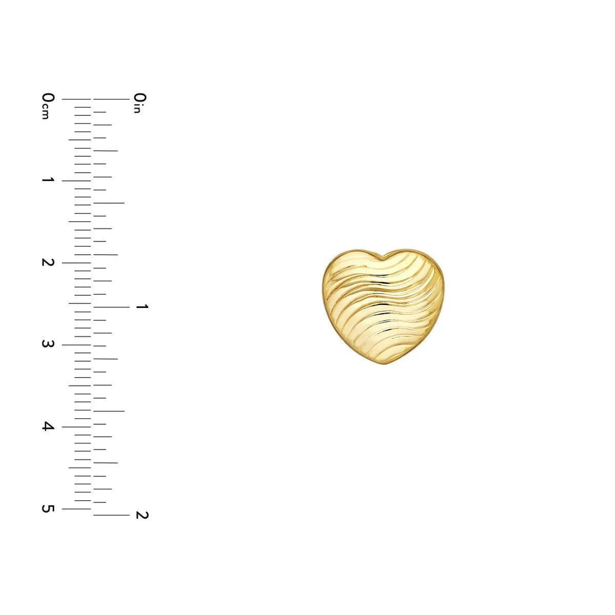 14K Yellow Gold Heart Wave Pattern Stud Earrings