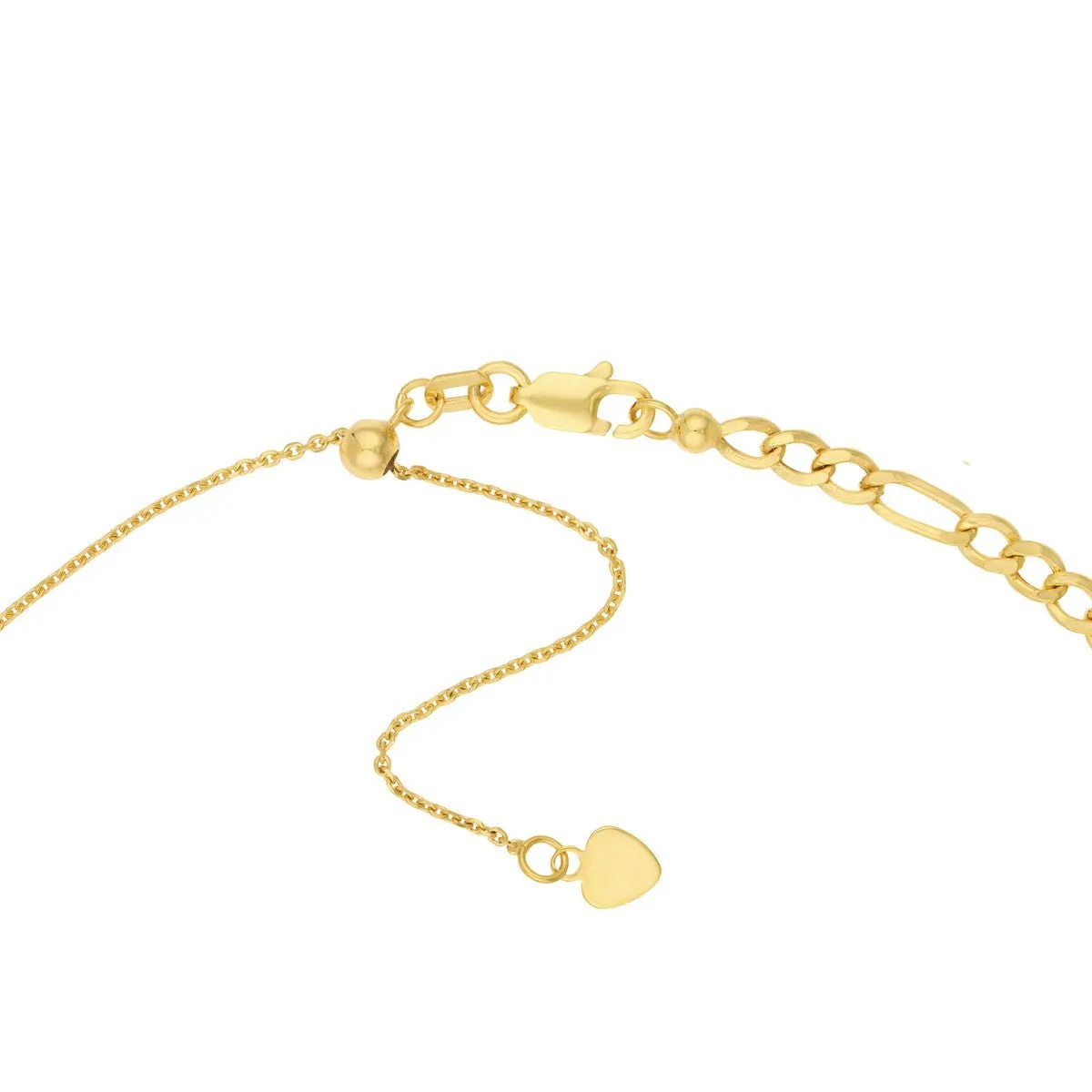 14K Yellow Gold Hollow Figaro Chain Adjustable Choker