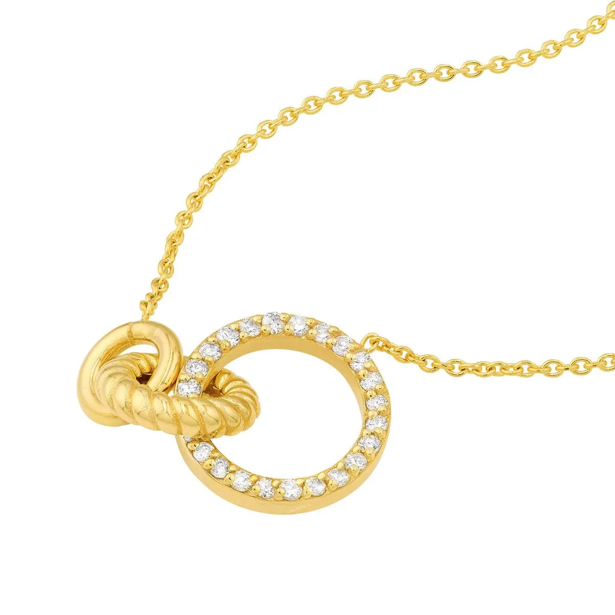 14K Yellow Gold Linked Circle Ring Necklace