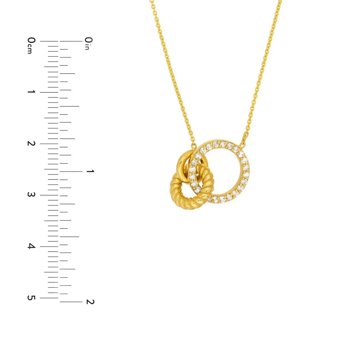 14K Yellow Gold Linked Circle Ring Necklace