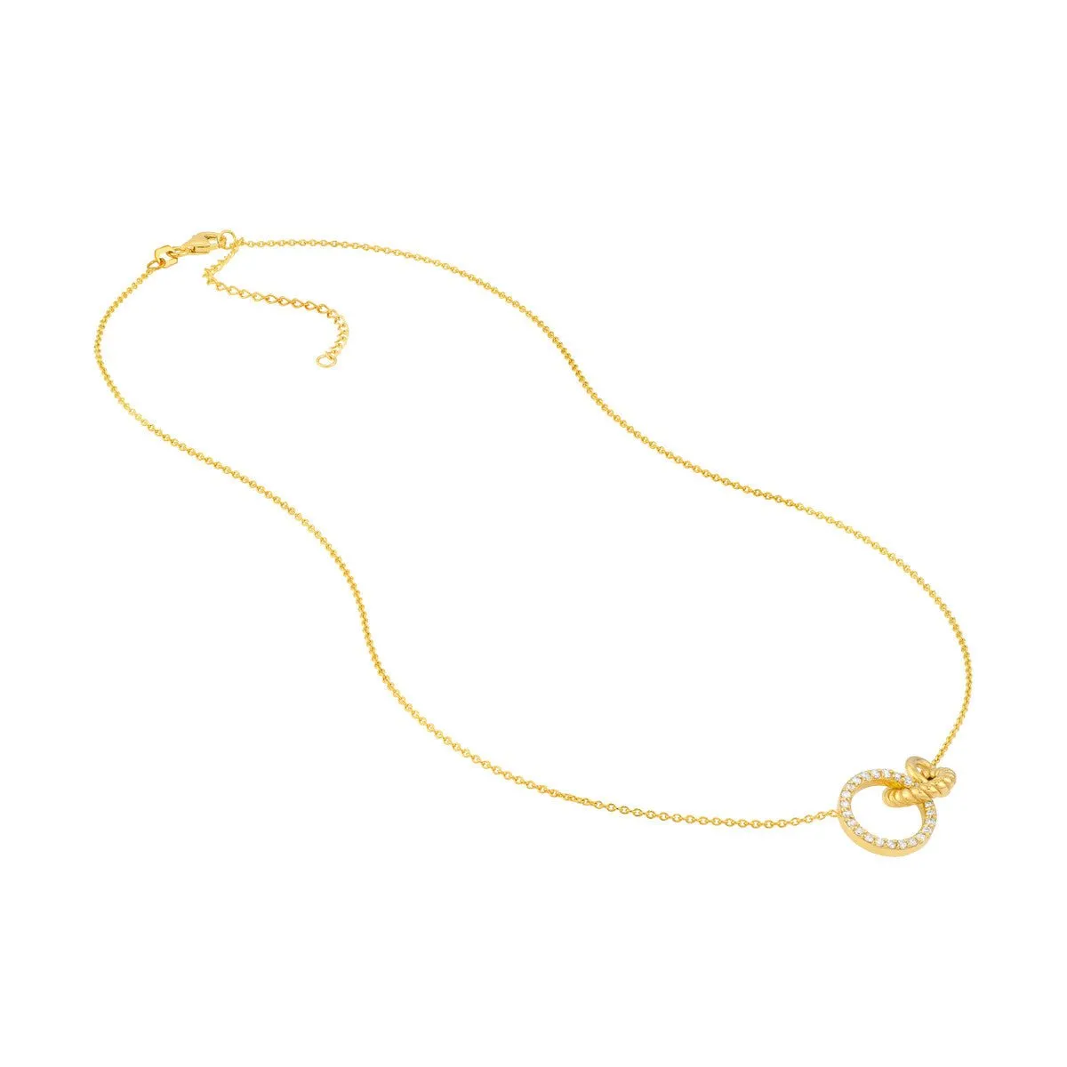 14K Yellow Gold Linked Circle Ring Necklace