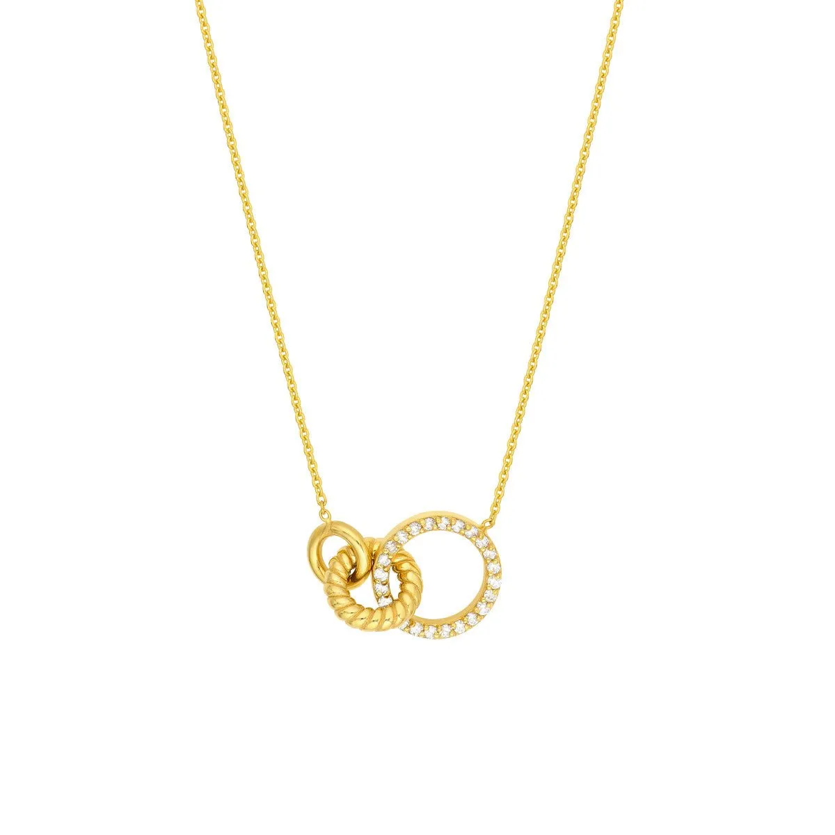 14K Yellow Gold Linked Circle Ring Necklace