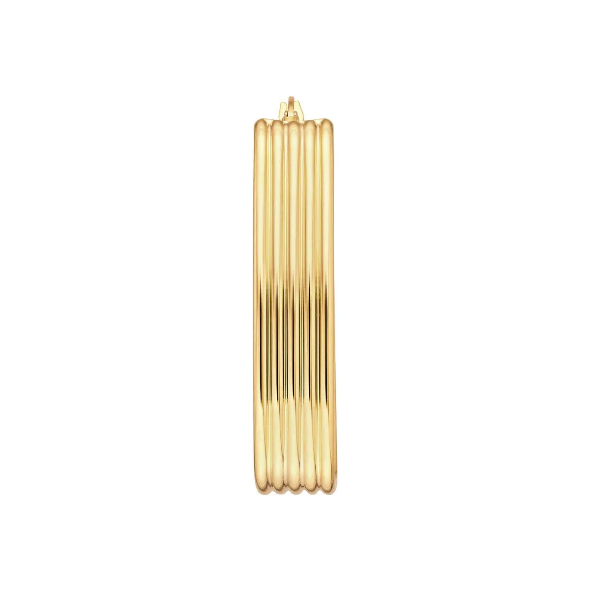 14K Yellow Gold Long Ribbed Hoops