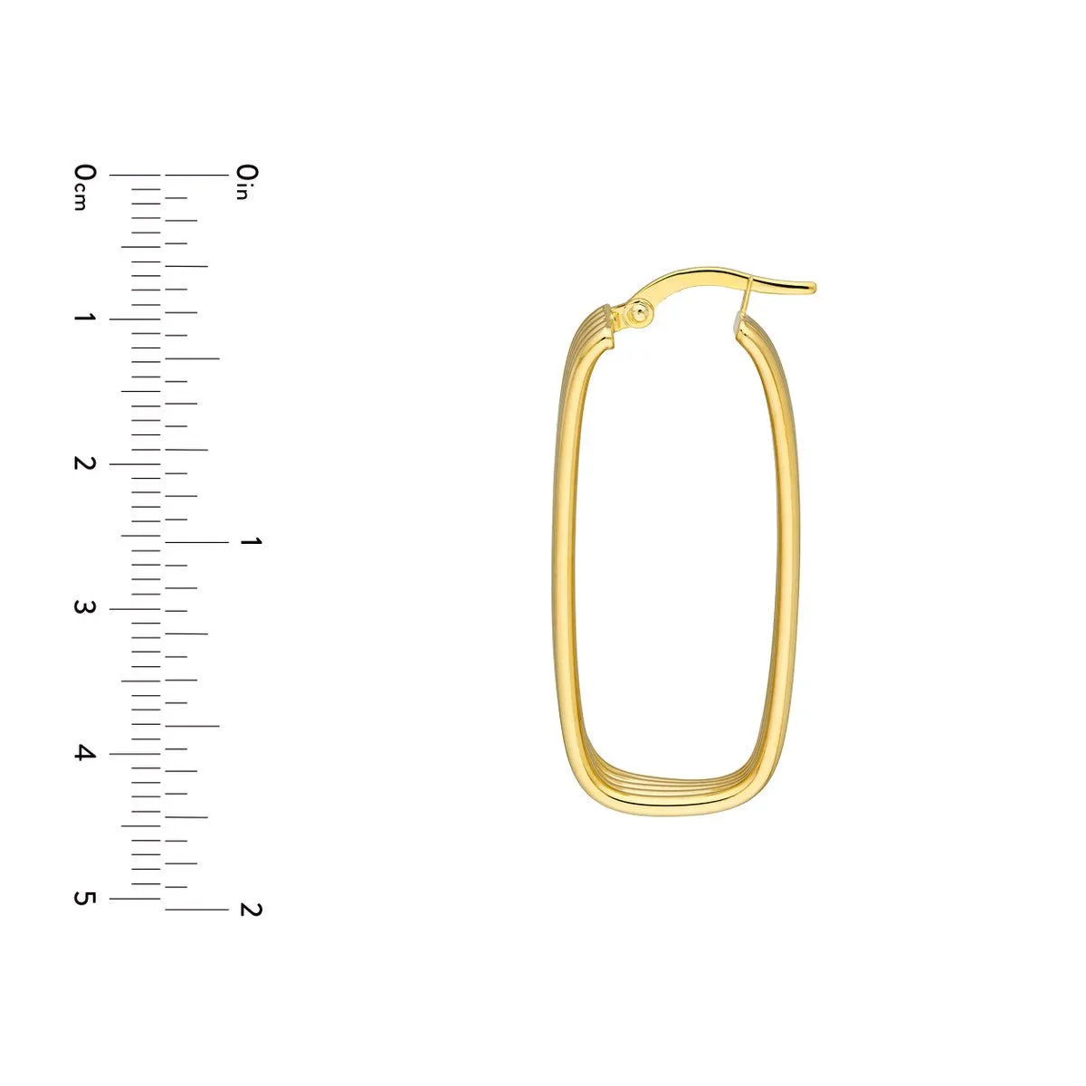 14K Yellow Gold Long Ribbed Hoops