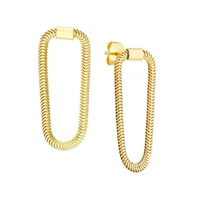 14K Yellow Gold Loop Snake Chain Earrings